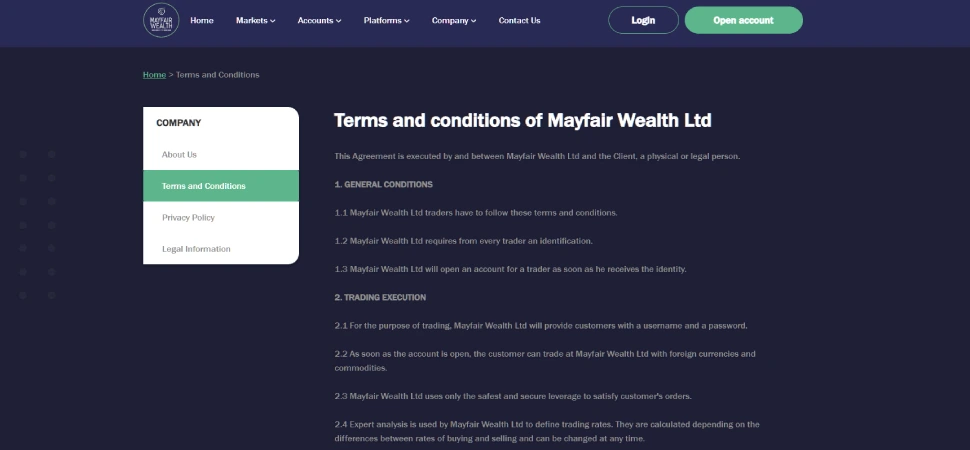 Mayfair Wealth Ltd: Terms and Conditions for Trading Success